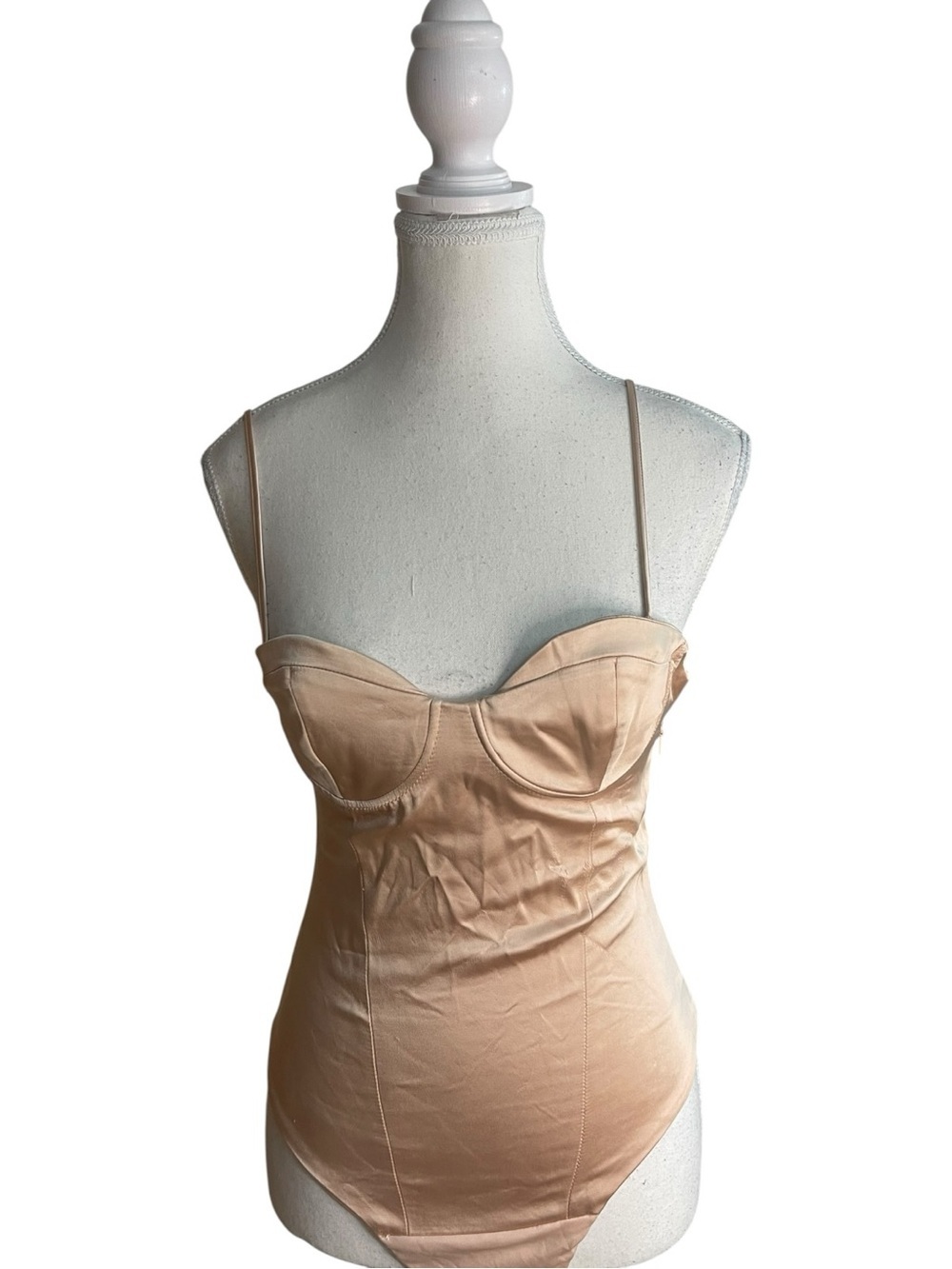 Zara Satin Effect Bustier Bodysuit Champagne